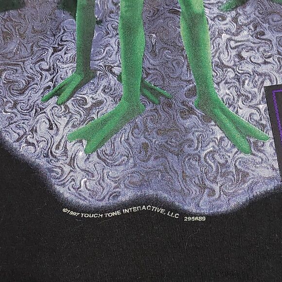 Vintage 1997 Touch Tone Aliens Black Tee T-Shirt XL Made In USA Wild Oats - Picture 3 of 9